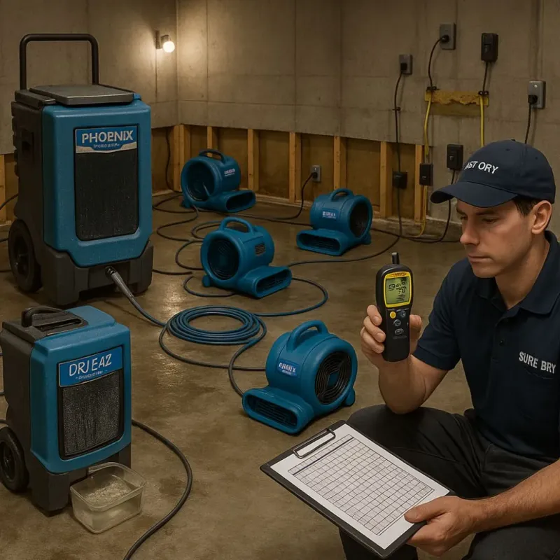 Structural Drying and Dehumidification process in Upland, IN